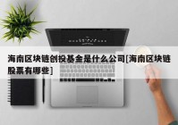 海南区块链创投基金是什么公司[海南区块链股票有哪些]